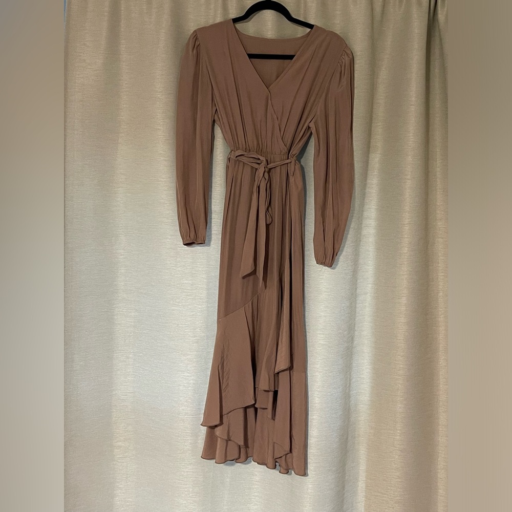 Elegant Brown Long Sleeve Dress